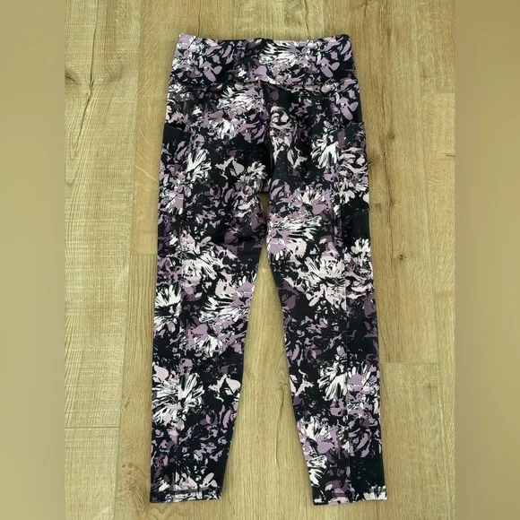 Balance Collection Floral Leggings Purple Black High Rise L - Picture 5 of 5